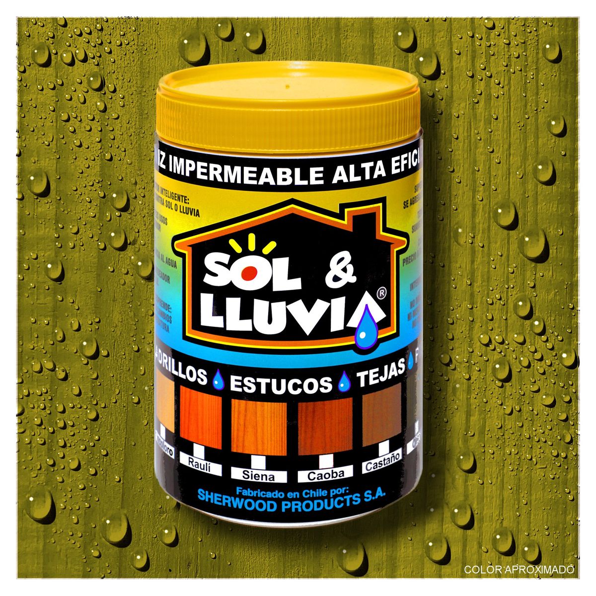 SOL Y LLUVIA - BARNIZ PARA MADERA EXTERIOR IMPERMEABLE SOL Y LLUVIA® OLIVA 1-4 GALON