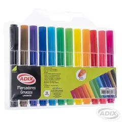 ADIX - Marcadores o Lápices Scripto 12 Colores Gruesos