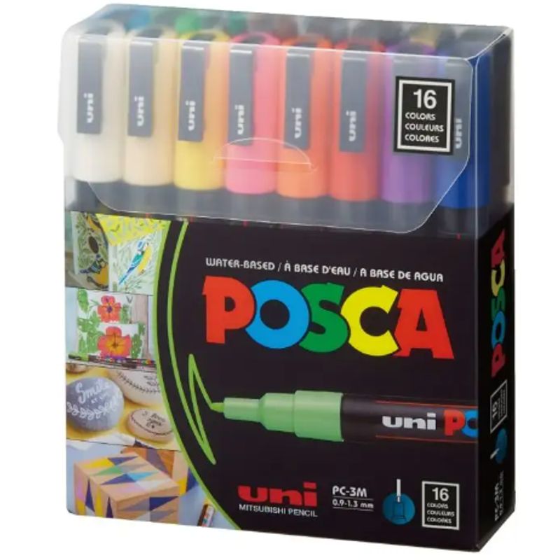 UNI POSCA - Set Marcadores 3M 16 Colores POSCA