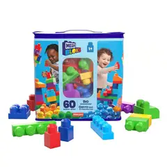 MEGA BLOKS - JUGUETE CONSTRUCCIÓN BOLSA 60 PIEZAS AZUL