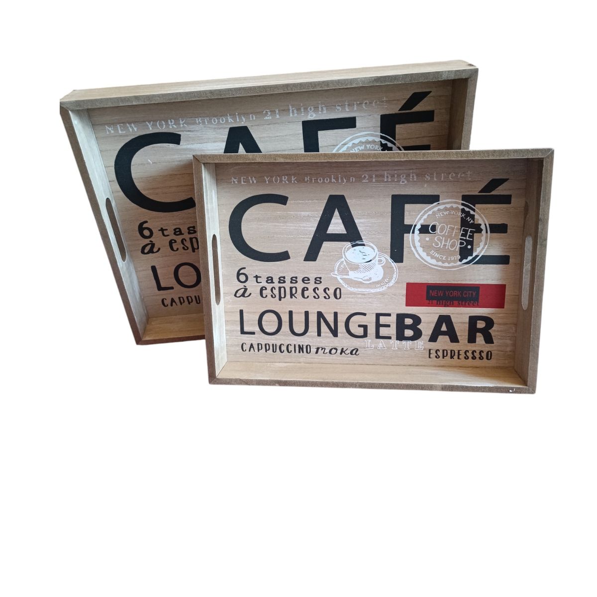 GENERICO - SET BANDEJAS DE MADERA 2 COLOR NATURAL