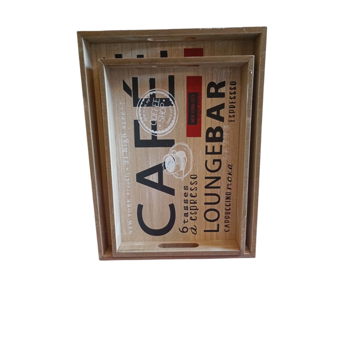 GENERICO - SET BANDEJAS DE MADERA 2 COLOR NATURAL