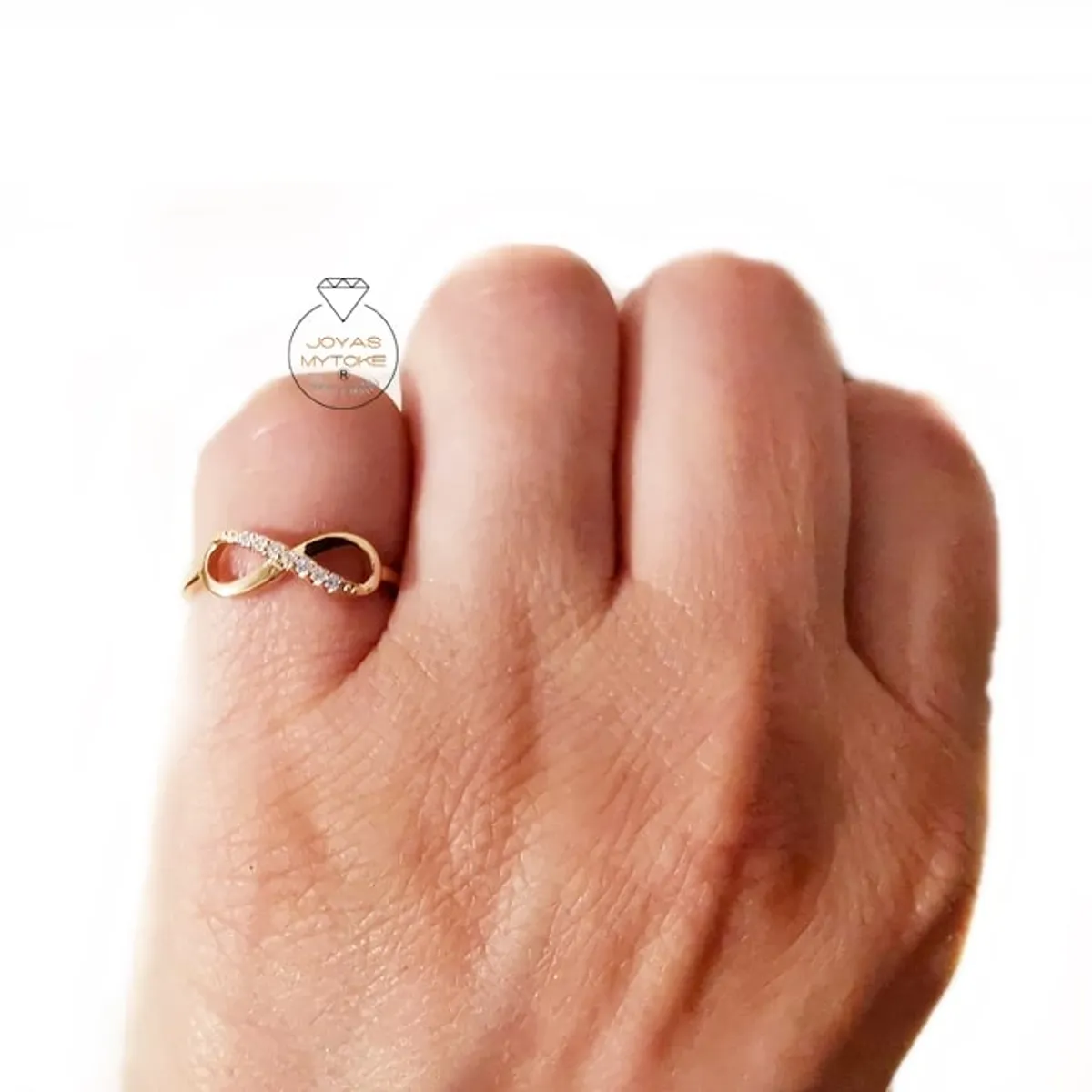 JOYAS MYTOKE - Anillo Oro 18 Kilates Infinito Zircon Suizo Mujer Amor