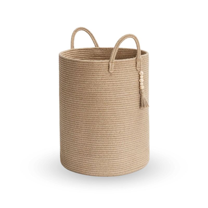 SANTU HOME & DECO - Cesta Tejida Cáñamo Beige Ropa Lavanderia o Deco