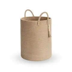 SANTU HOME & DECO - Cesta Tejida Cáñamo Beige