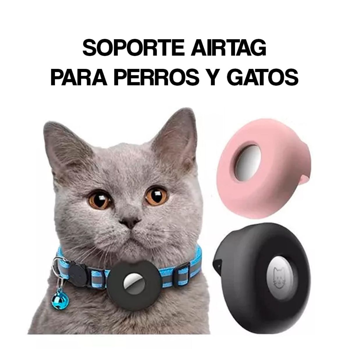 GENERICO - Funda Para Airtag De Collar Silicona Mascota Gato-Perro Celeste