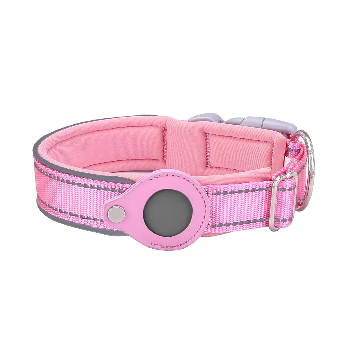 GENERICO - Collar Correa Perro Para Airtag Reforzada Reflectante L Rosado