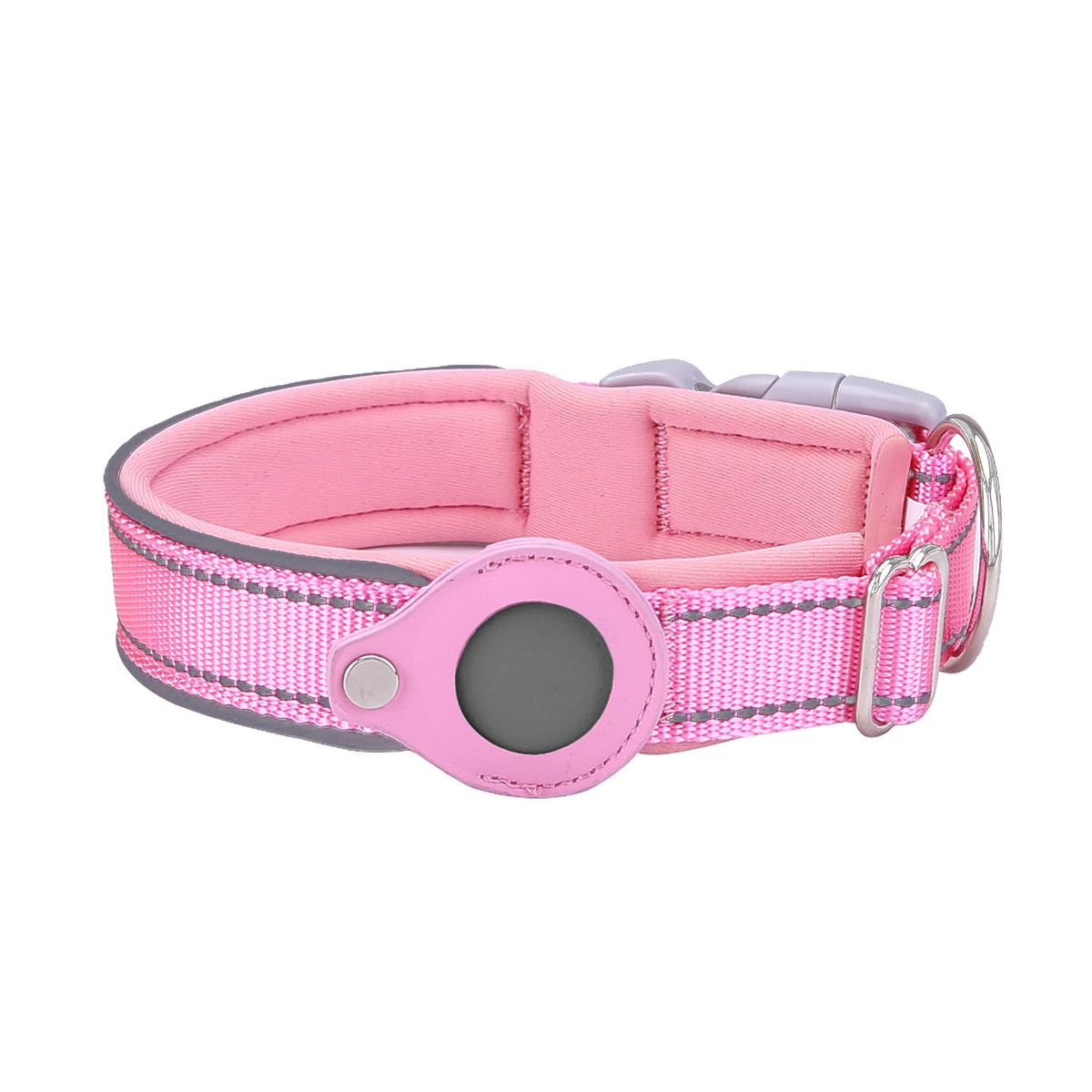 GENERICO - Collar Correa Perro Para Airtag Reforzada Reflectante L Rosado