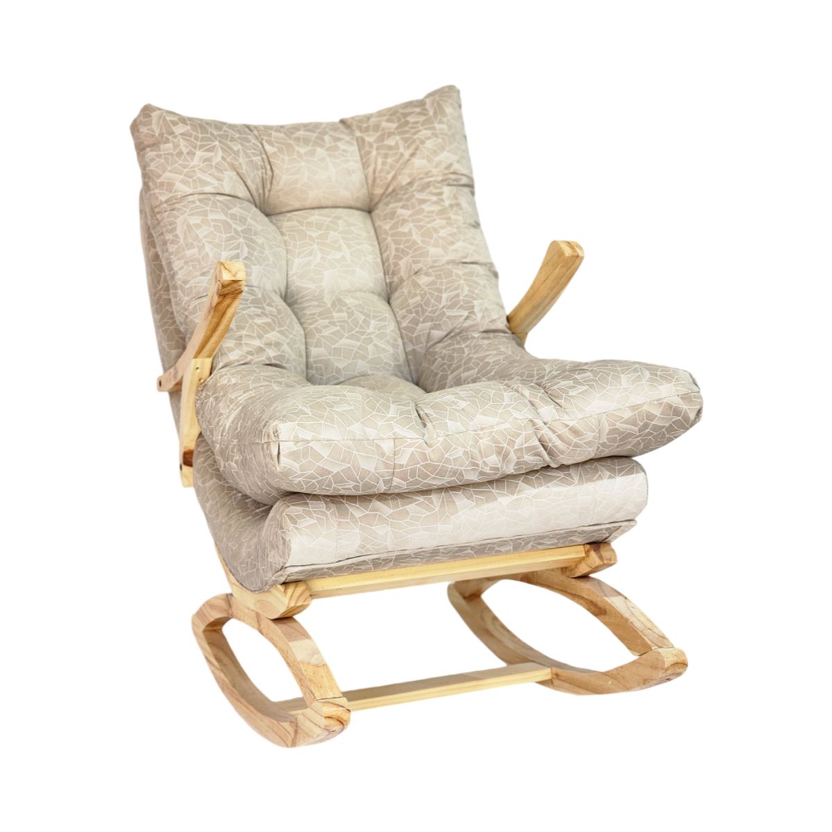 MUEBLES NEW - SILLA MECEDORA COQUETTE CON APOYA BRAZO BEIGE FELPA