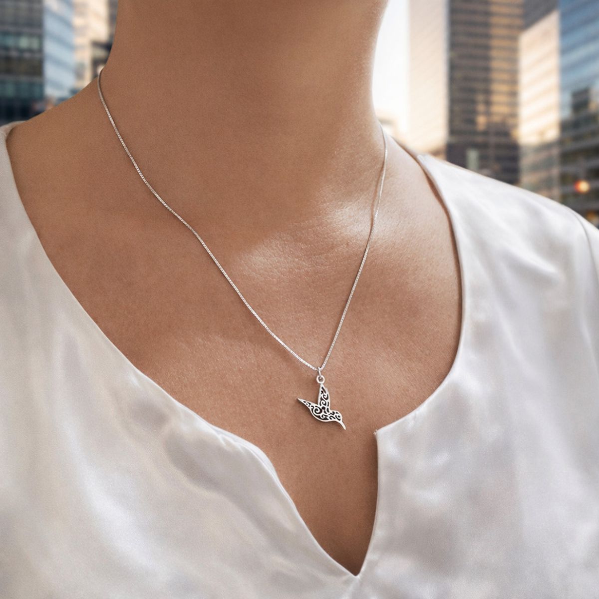 JOYAS MYTOKE - Colgante Colibri Dije Con Cadena Plata Fina 925 Mujer