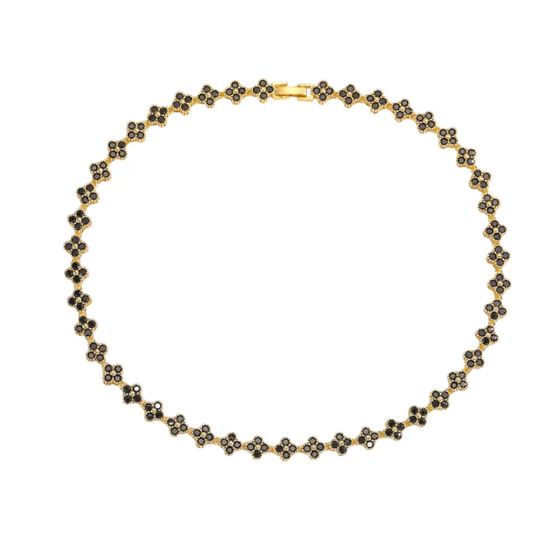 AMBAR JOYERIA - Collar Clover Mini Negro con Dorado