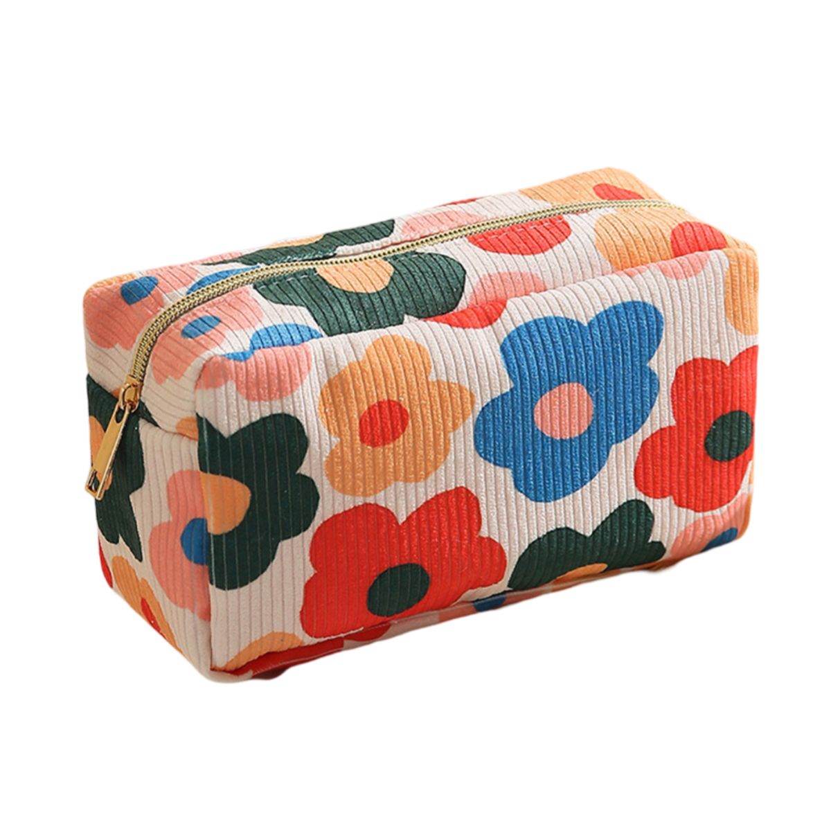 GLORIAHOON - Cosmetiquero Maquillaje Square tela pana flores Gloriahoon