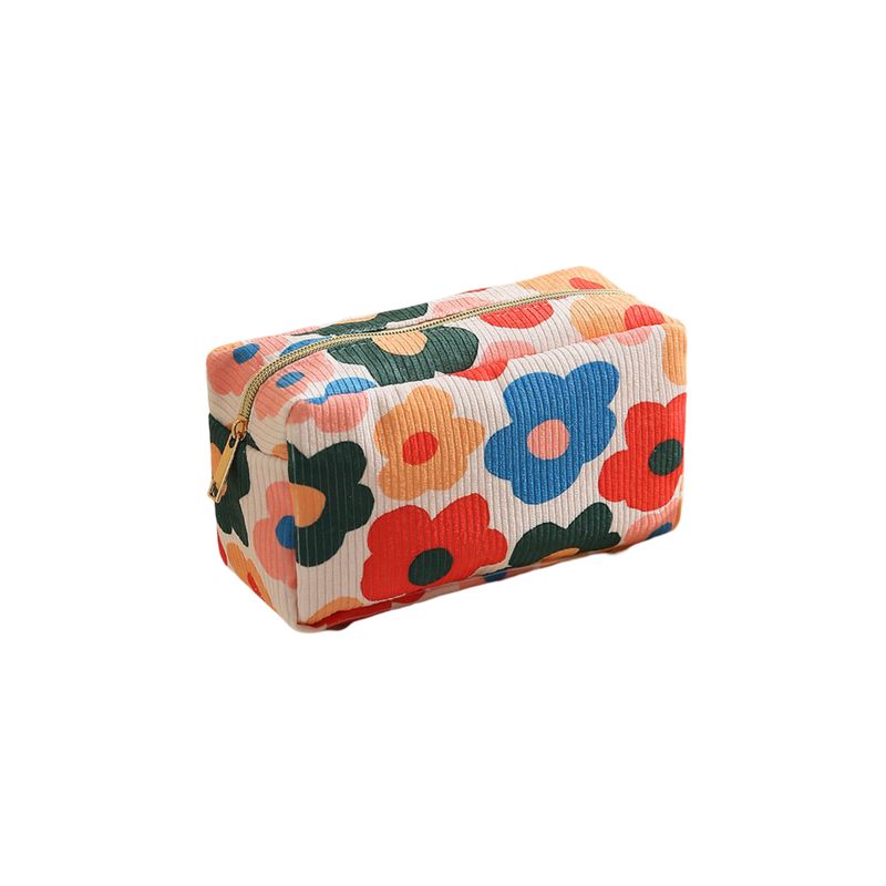 GLORIAHOON - Cosmetiquero Maquillaje Square tela pana flores Gloriahoon
