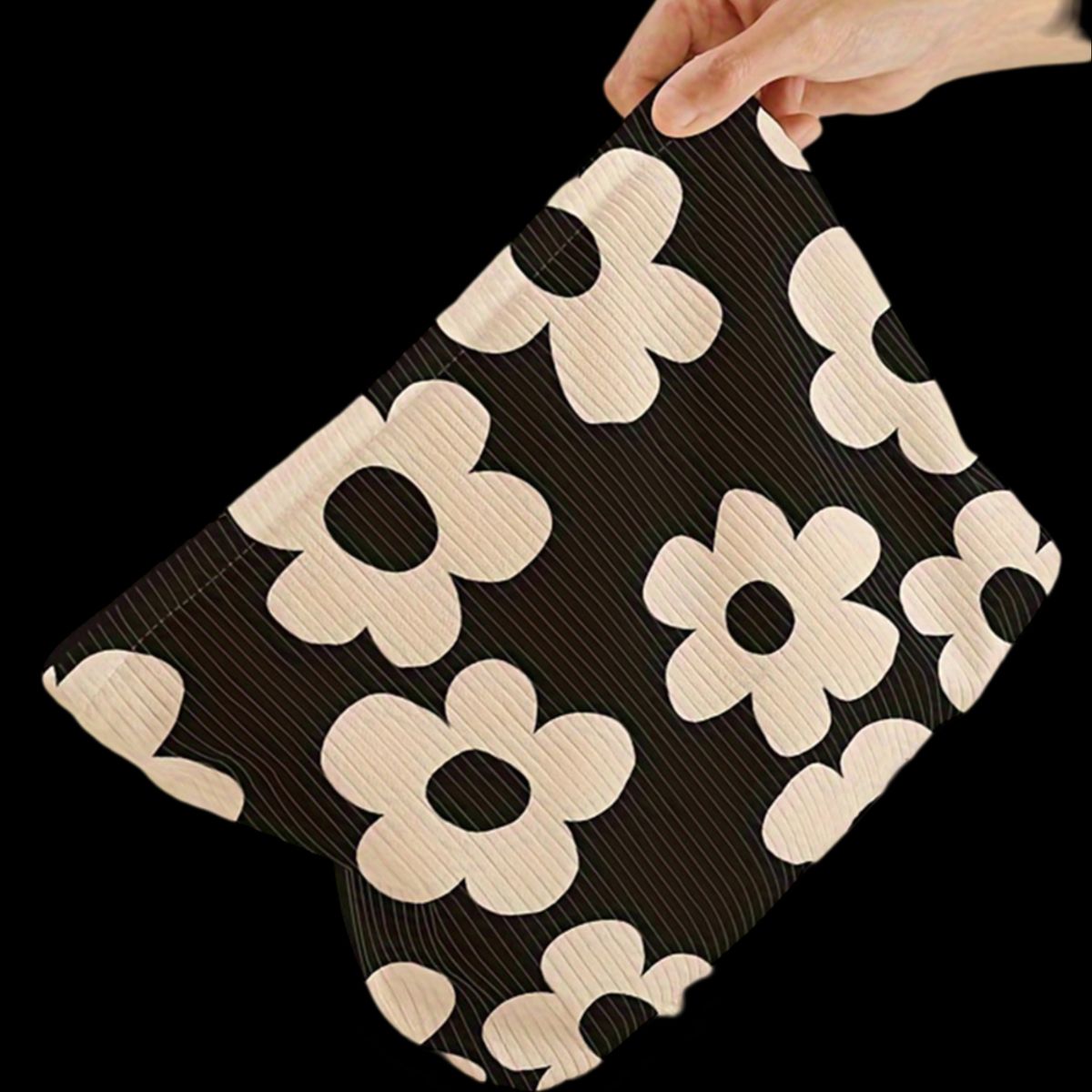 GLORIAHOON - Cosmetiquero Maquillaje textura canalé Flores Gloriahoon BN