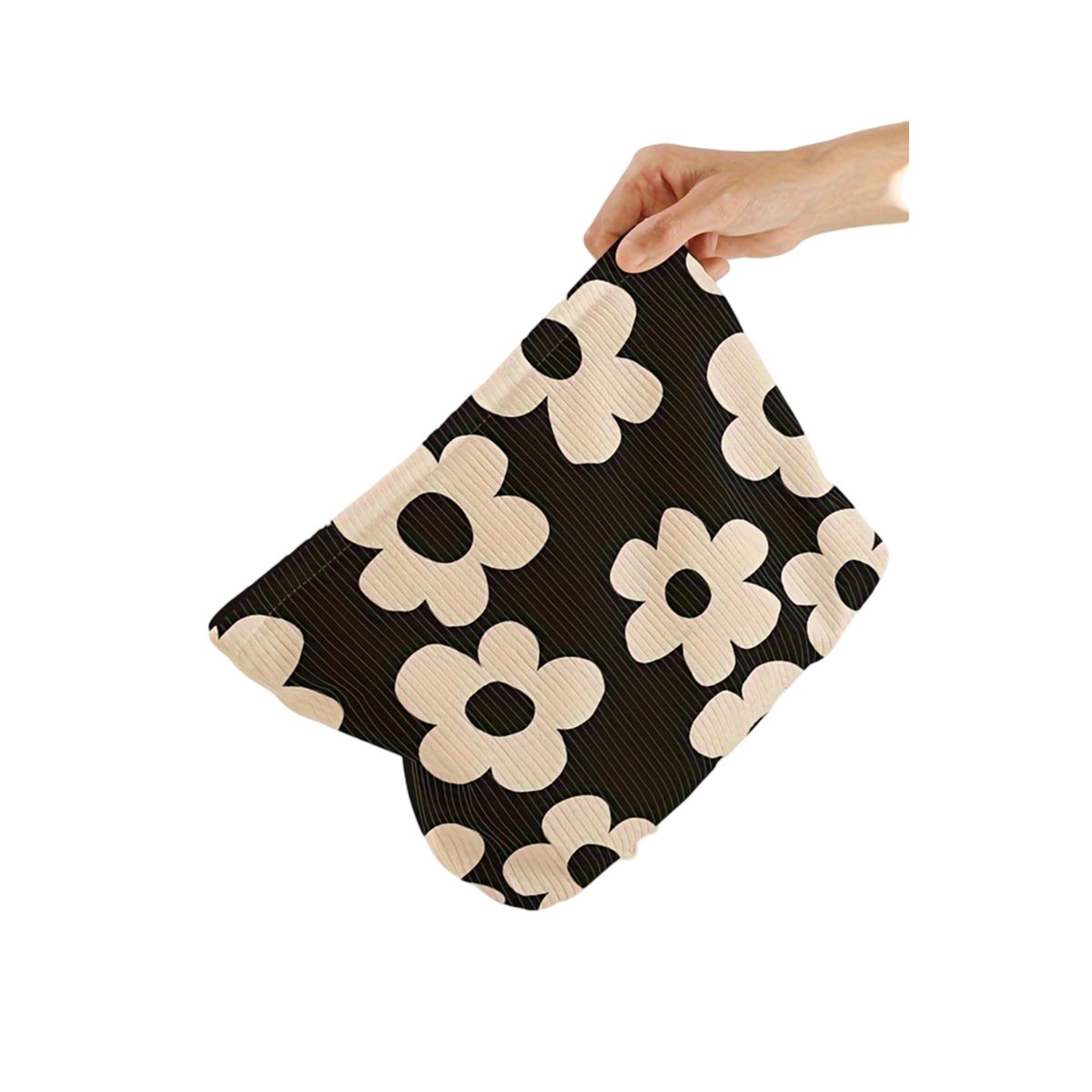 GLORIAHOON - Cosmetiquero Maquillaje textura canalé Flores Gloriahoon BN