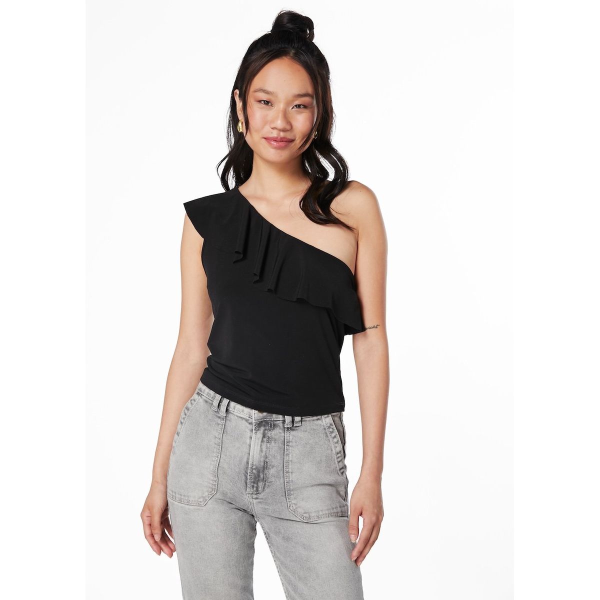 EFESIS - POLERA SES REGULAR ESCOTE ASIMETRICO C VUELO NEGRO - Negro