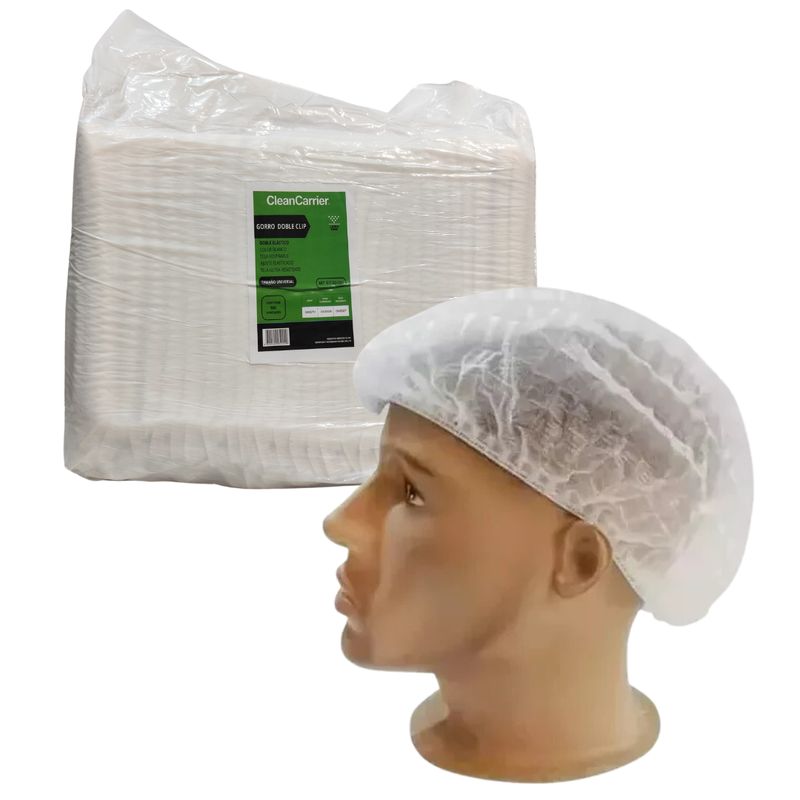 CLEANCARRIER - Cofia Gorro Clip blanco Doble Elastico Cleancarrier - Bolsa 100 un