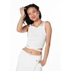 EFESIS - POLERA NAOKI CROP PABILOS CRUZADOS CRUDO - Crema