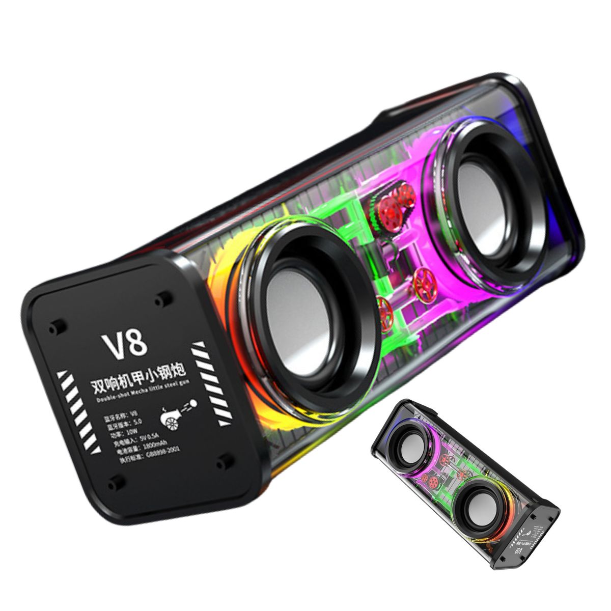 GENERICO - Parlante Bluetooth 5.3 Portátil V8 RGB 10w Color Negro