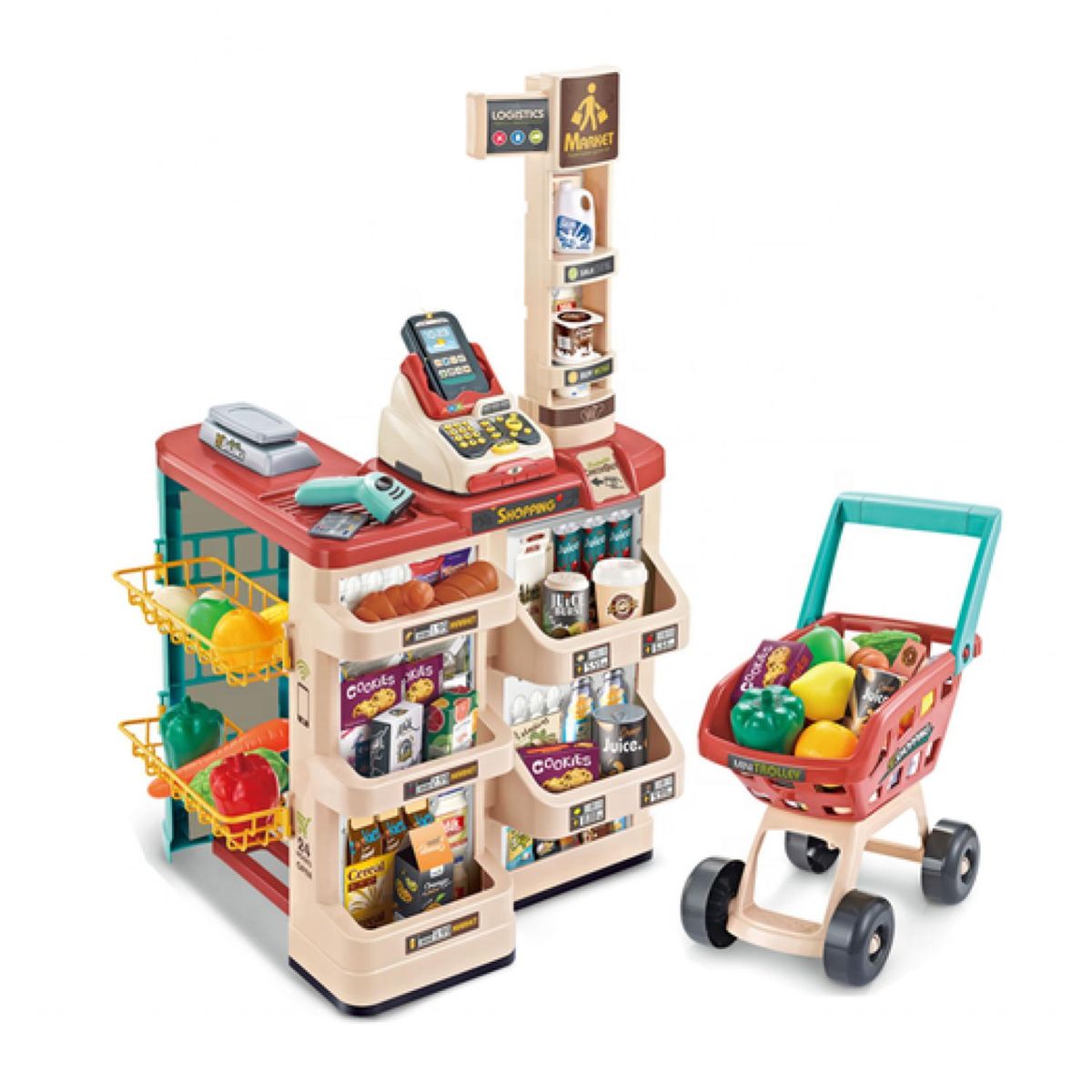 GENERICO - Juguete Set Supermercado Con Carrito 48 Piezas Sonidos