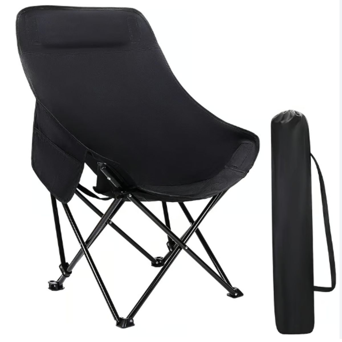 CAMPSOR - Silla Plegable Para Camping Y Descanso Negro