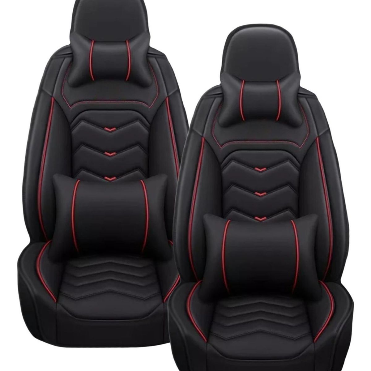 IMPORTCLICK - Kit Fundas Cubre Asiento Eco Cuero Auto Almohadilla Luxury Negro