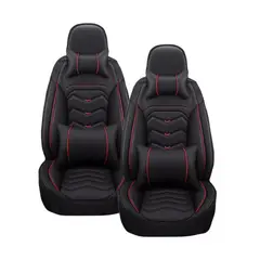 IMPORTCLICK - Kit Fundas Cubre Asiento Eco Cuero Auto Almohadilla Luxury Negro