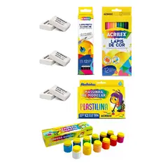 GENERICO - Pack Escolar Acrilex Lapices Tempera Plasticina y más