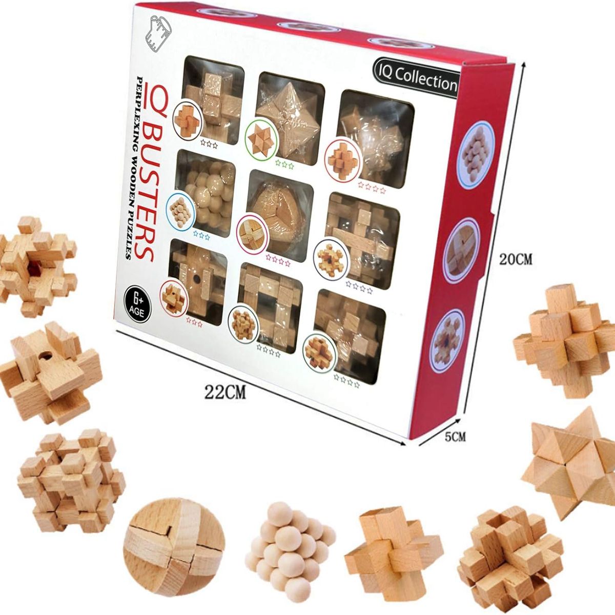 GENERICO - Juego Destreza puzzle 3d  De Madera 9 piezas
