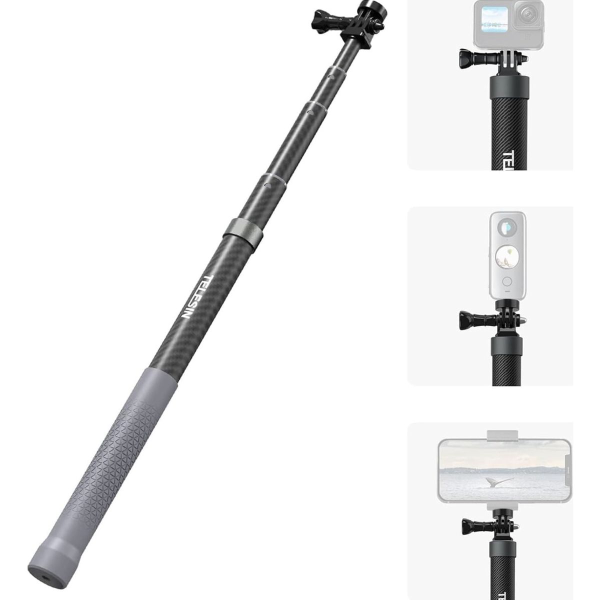 GENERICO - Bastón Selfie Fibra Carbono Telesin Para Gopro Hero 13 12 11