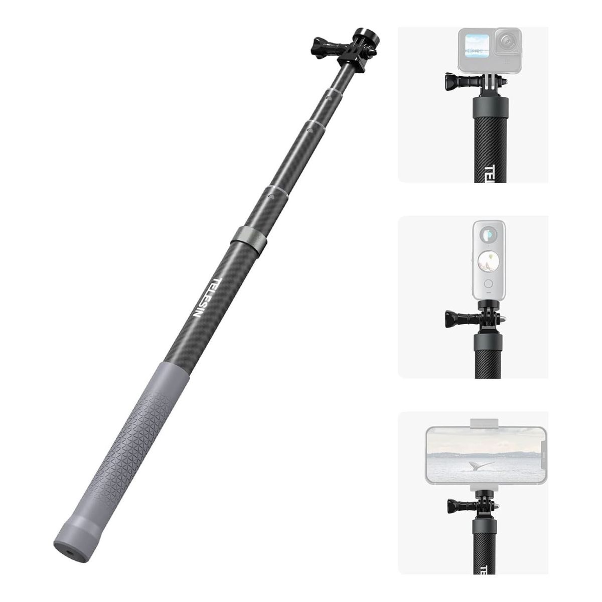 GENERICO - Bastón Selfie Fibra Carbono Telesin Para Gopro Hero 13 12 11