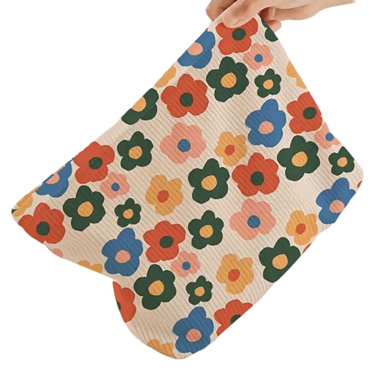 GLORIAHOON - Cosmetiquero Maquillaje textura canalé Flores Gloriahoon Co