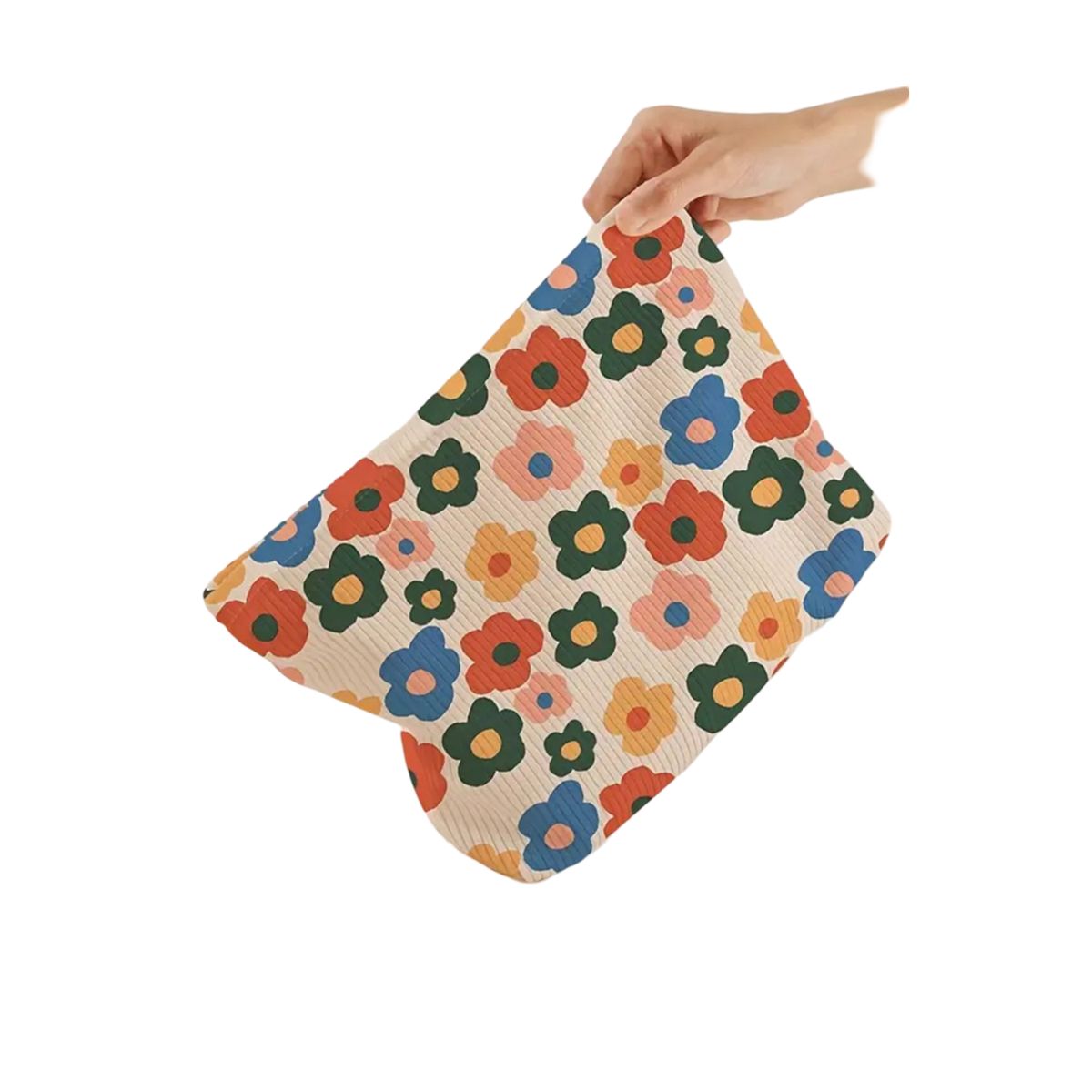 GLORIAHOON - Cosmetiquero Maquillaje textura canalé Flores Gloriahoon Co