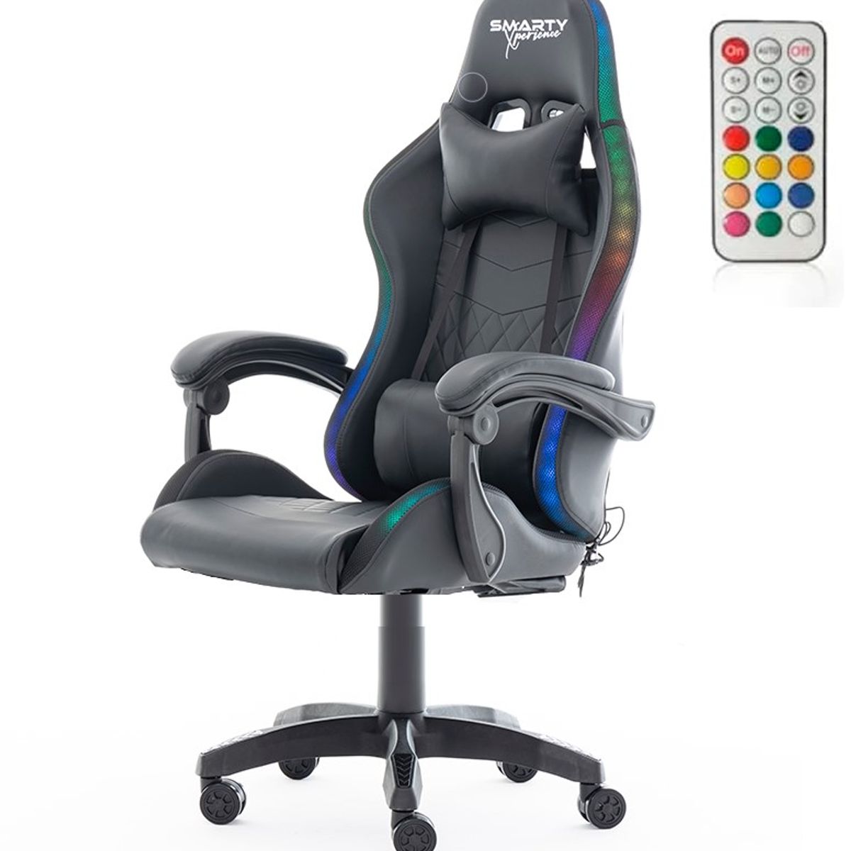SMARTY XPERIENCE - Silla Gamer RGB Smarty Xperience Pro Negra Reclinable y Luz