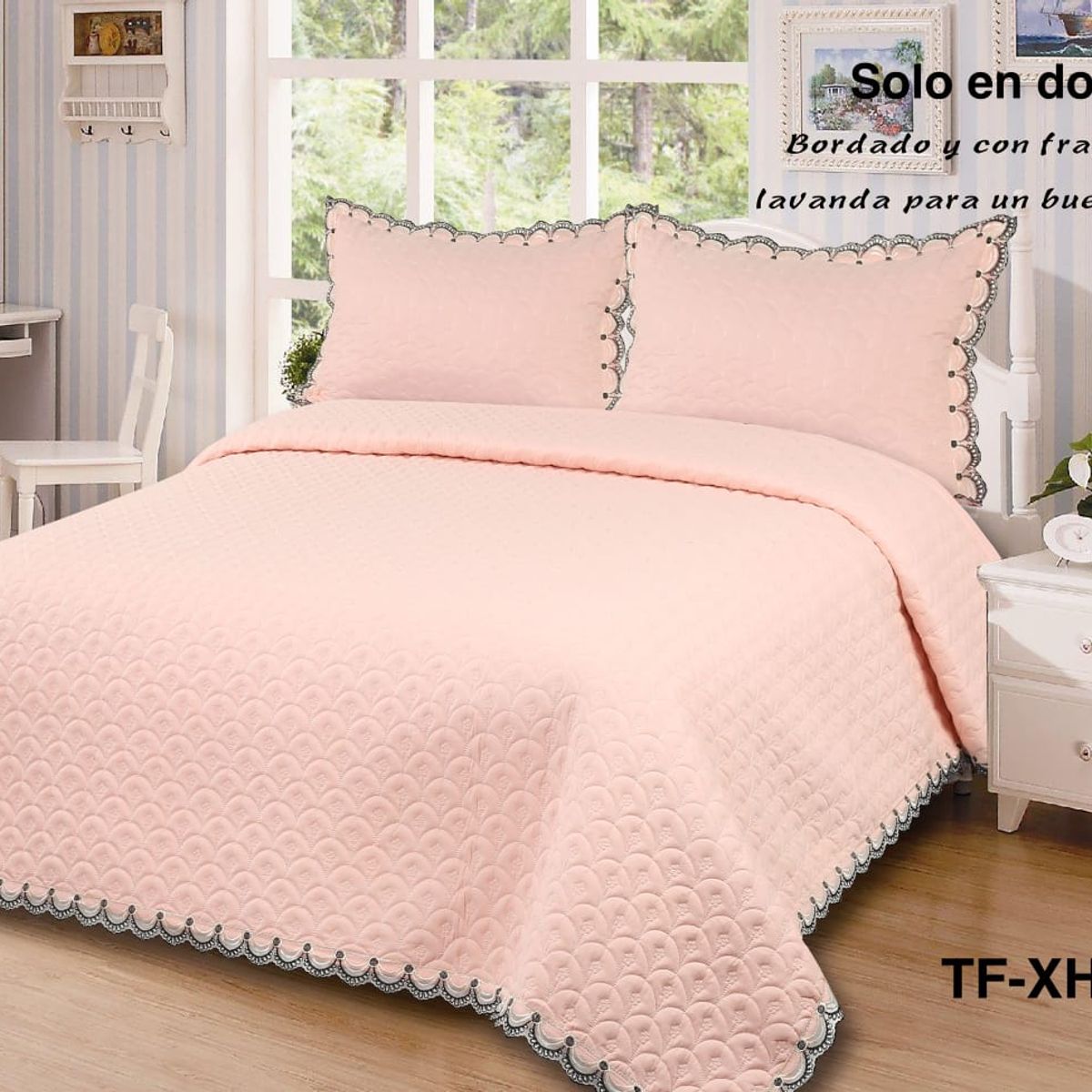 GENERICO - cubrecamas quilt verano bordado 100% algodon