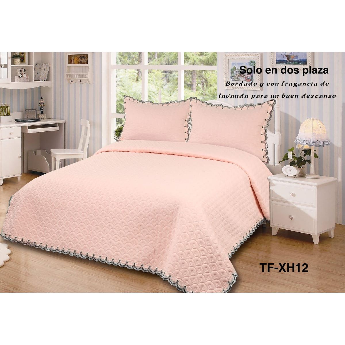 GENERICO - cubrecamas quilt verano bordado 100% algodon