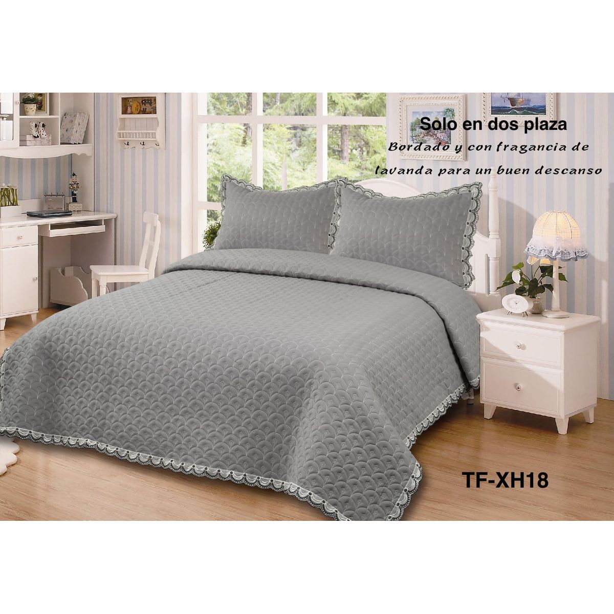 GENERICO - cubrecamas quilt verano bordado 100% algodon