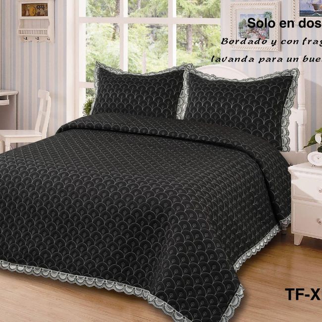 GENERICO - cubrecamas quilt verano bordado 100% algodon