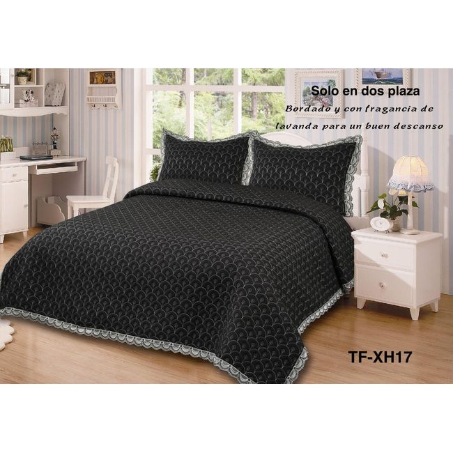 GENERICO - cubrecamas quilt verano bordado 100% algodon