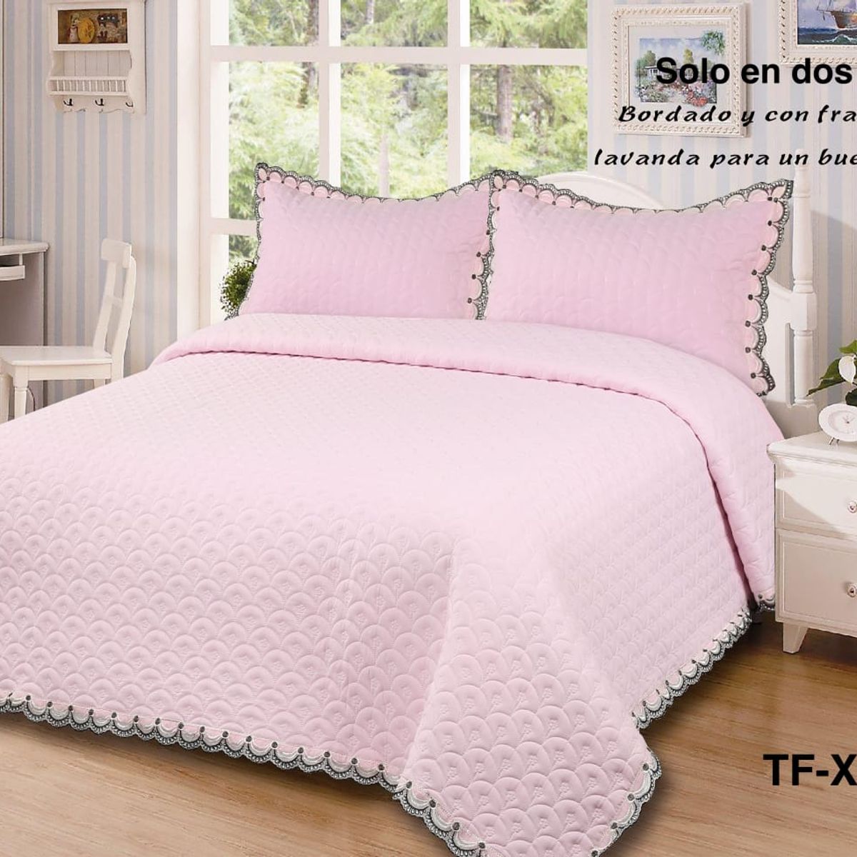 GENERICO - cubrecamas quilt verano bordado 100% algodon