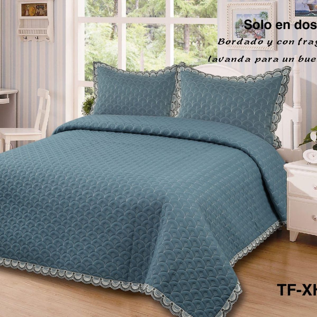 GENERICO - cubrecamas quilt verano bordado 100% algodon