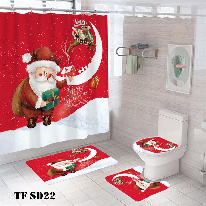 GENERICO - set de baño con cortina diseño navidad