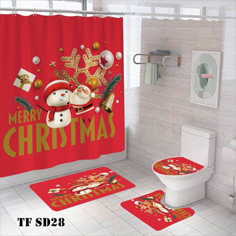 GENERICO - set de baño con cortina diseño navidad