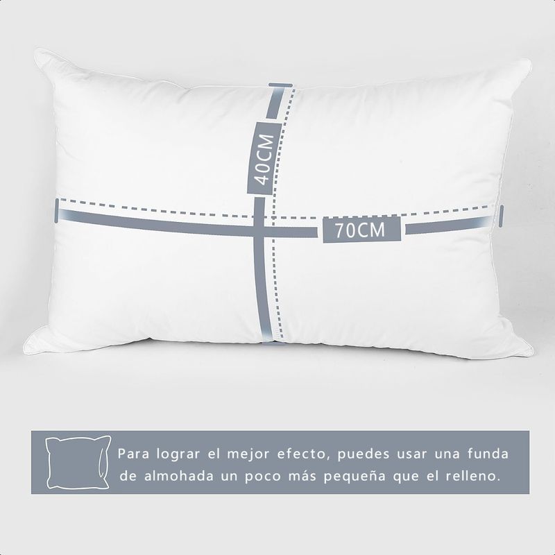 SUPERCENTER - Almohadas 40x70 Cm Unidades Firme Antiacaros Color Blanco.