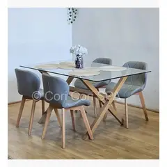 CORI CORI - Comedor Medlock 140x90cms + 4 Sillas Mariposa Ecocuero Wood Gris