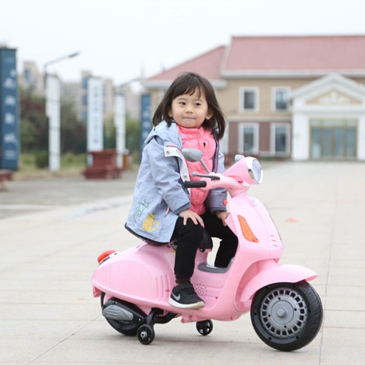 U BUY - Moto eléctrica infantil dos ruedas recargable batería rosa