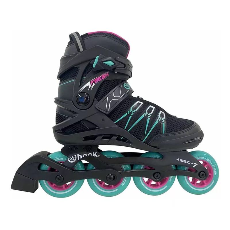 GENERICO - Patines Línea Hook Fresh Rosa Con Azul Ruedas 90mm Abec-42