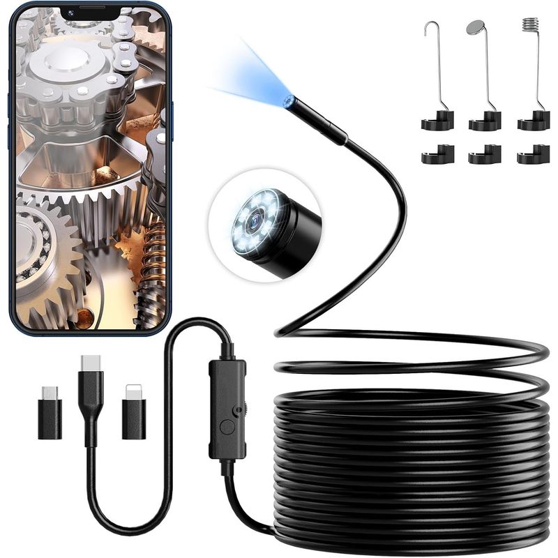 KUANGYE - Endoscopio Cámara Hd 8 Luces Led