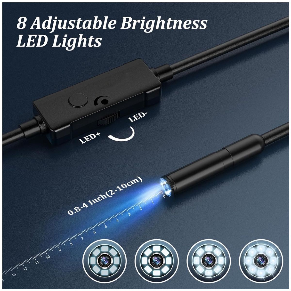 KUANGYE - Endoscopio Cámara Hd 8 Luces Led