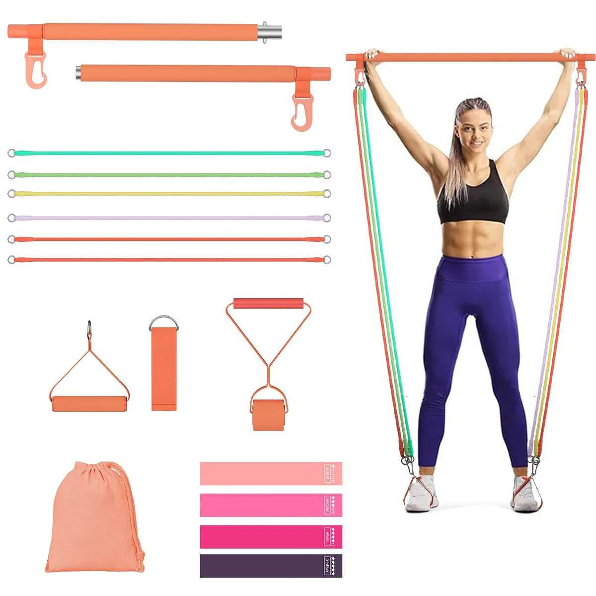 KOKILA - Kit 17 Barra Pilates Banda Elastica De Resistencia Ejercicio